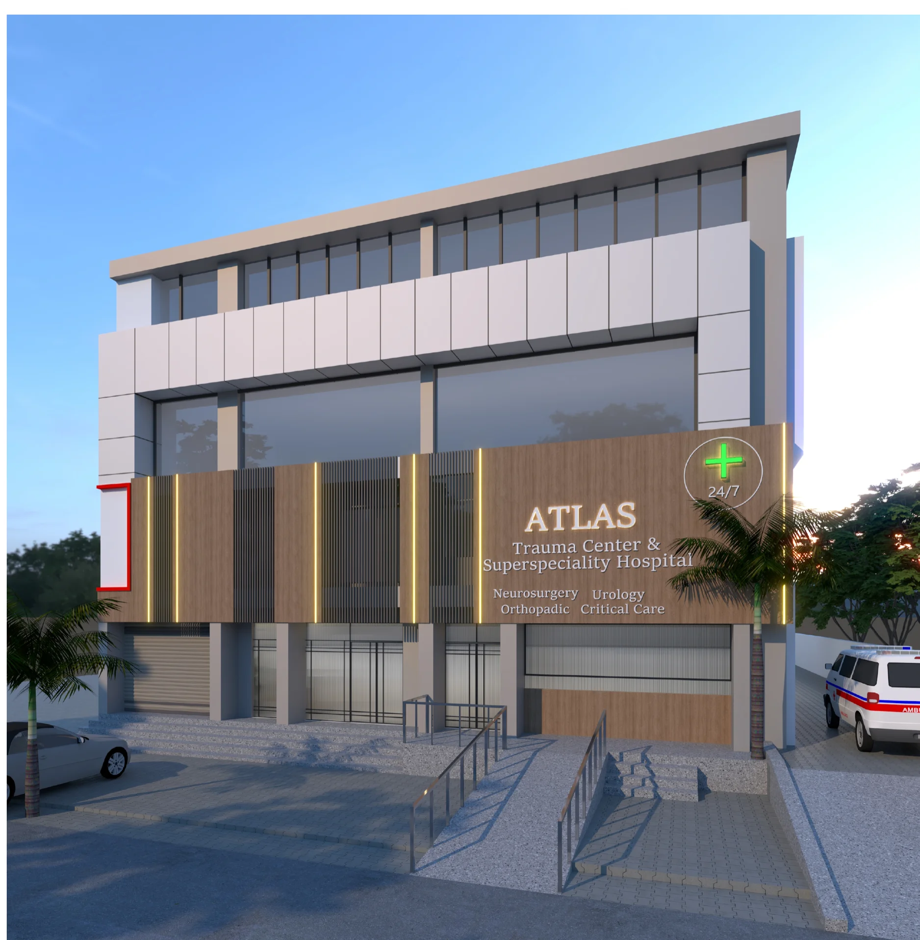 Atlas Trauma Center & Superspeciality Hospital Gandhidham - Exterior 3D View